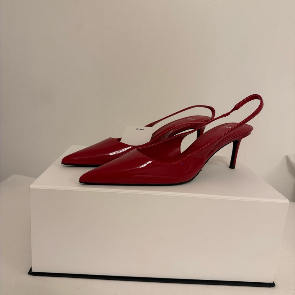 Mango Red Pointed Slingback Heels